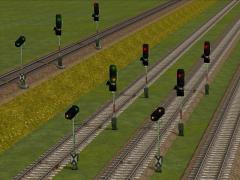 Ausfahrsignal der DB ab 1948, mit Mastschild und Indusi