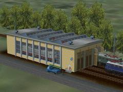Lokschuppen f�r E-Loks, 3-gleisig